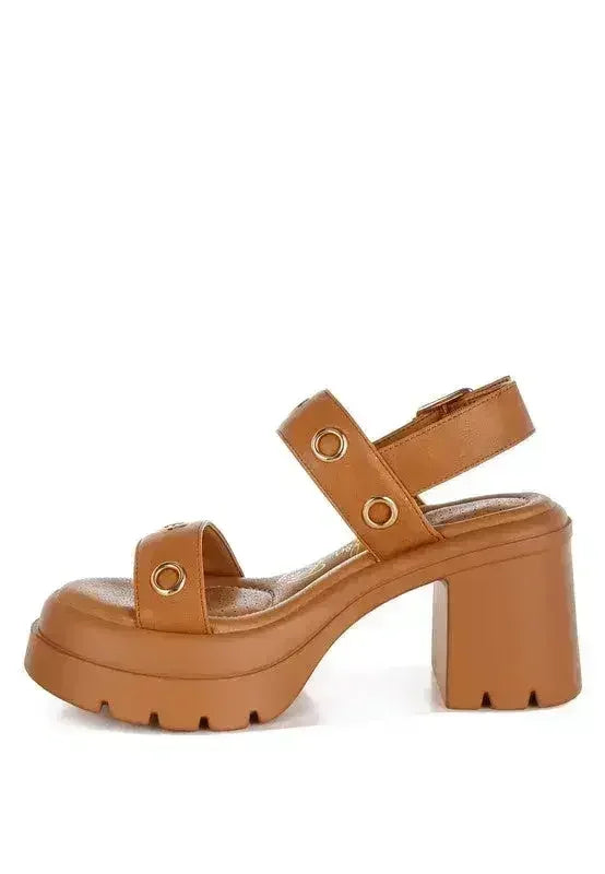 Urla Eyelet Detail Platform Heel Sandals - Femstylo