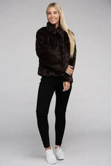Fluffy Zip-Up Sweater Jacket - Femstylo