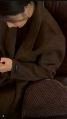 Angora Red Women's Loose Double-Sided Wool Overcoat – Elegant & Cozy - Femstylo