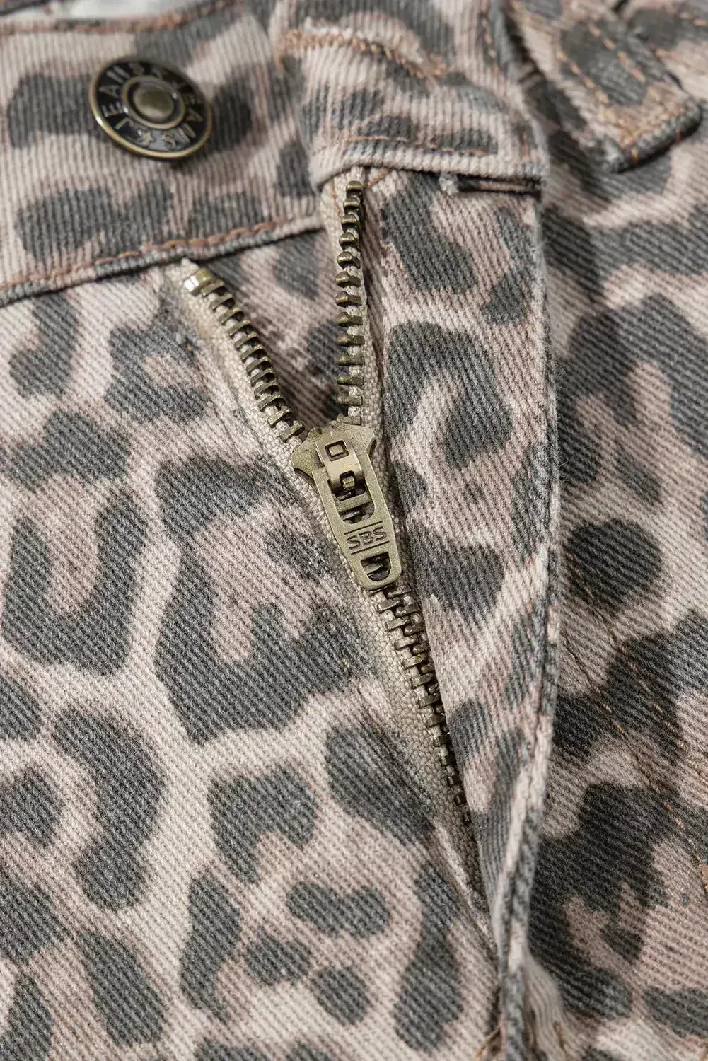 Brown Leopard High Waist Frayed Hem Jeans - Femstylo