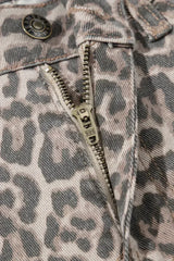 Brown Leopard High Waist Frayed Hem Jeans - Femstylo