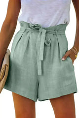 Tie Waist Casual Shorts with Pockets - Femstylo