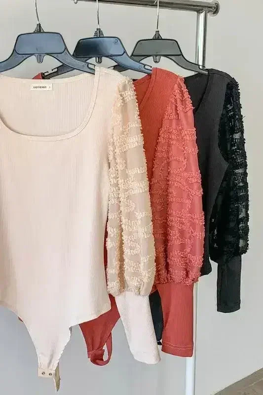 And The Why Textured Puff Sleeve Bodysuit - Femstylo