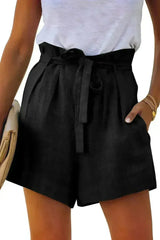 Tie Waist Casual Shorts with Pockets - Femstylo