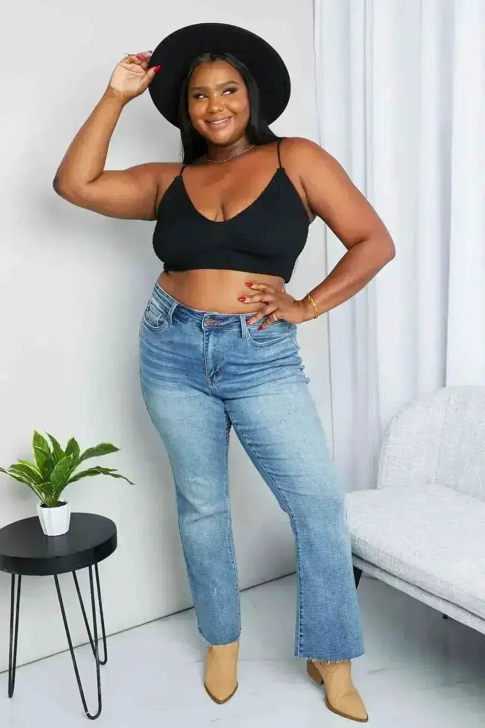 Zenana Full Size Textured Spaghetti Strap Bralette in Black - Femstylo