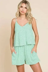 Culture Code Striped Double Flare Romper - Full Size - Femstylo