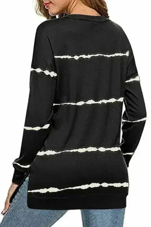 Womens Tie-dye Stripes Black Sweatshirt - Femstylo