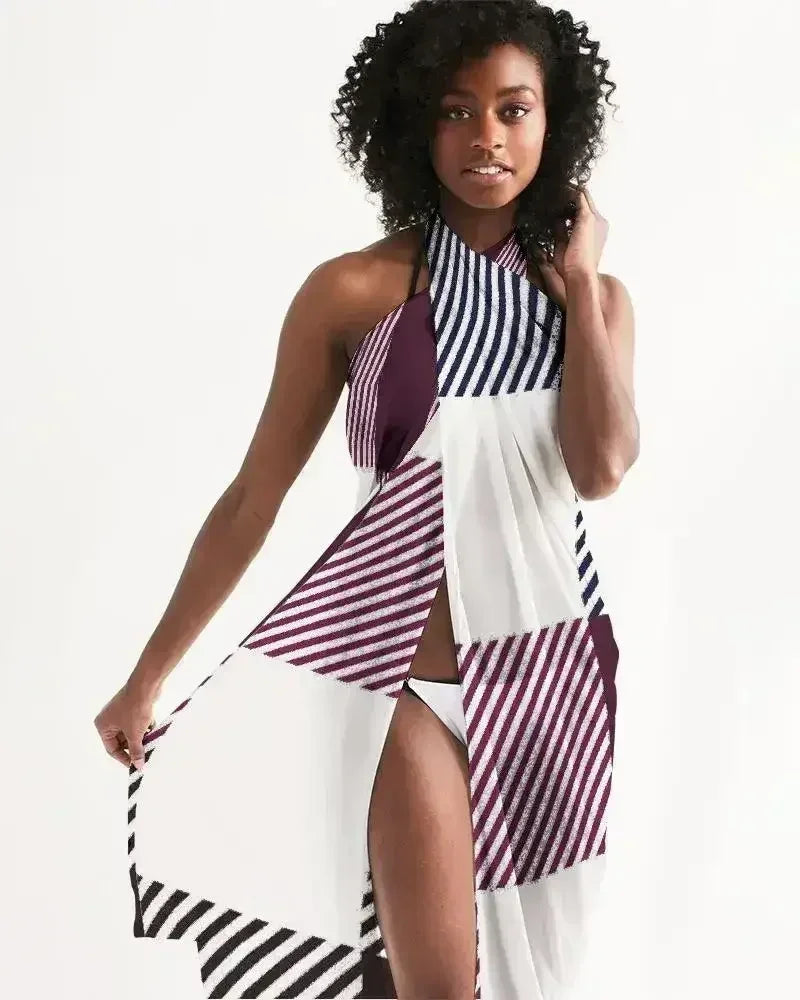 Sheer Sarong Swimsuit Cover Up Wrap / White Grid - Femstylo