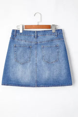 Ashleigh Blue Wrapped Crossed Waist Denim Mini Skirt - Femstylo