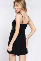 ACTIVE BASIC Waist Lace Trim Cami Romper - Femstylo