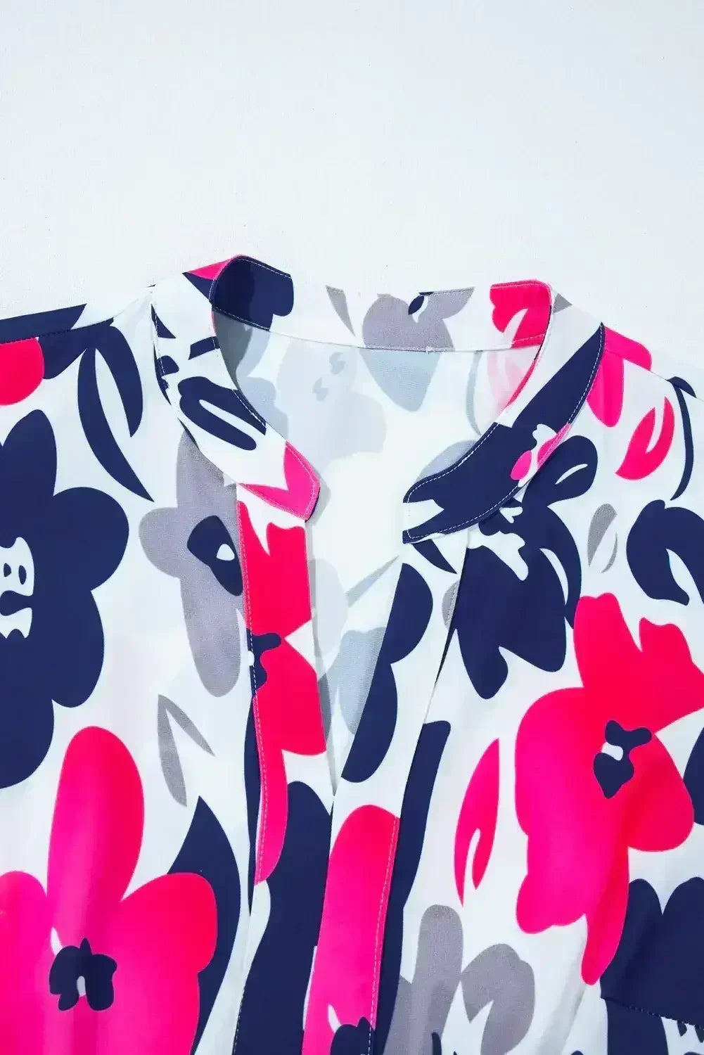 Rose Floral Print Notched Neck Flutter Sleeve Mini Dress - Femstylo