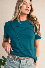 Dirty Blue Solid Color Round Neck T Shirt - Femstylo