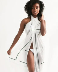 Sheer Sarong Swimsuit Cover Up Wrap / Geometric White and Gray - Femstylo