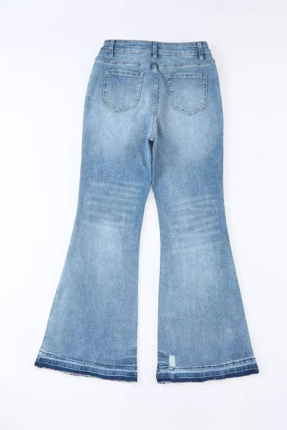 Blue Light Wash High Waisted Bell Bottom Jeans - Femstylo