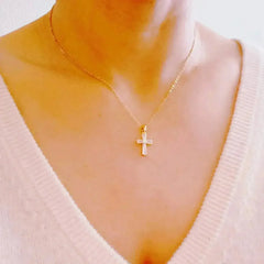 Crystal Cross Necklace – Elegant 18k Gold Plated Pendant | Timeless Style - Femstylo