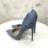 New Woven High Heels 12CM Pointed Toe Stiletto Pumps All-Match Women's - Femstylo