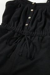 Moss Green Knotted Straps Button Textured Drawstring Jumpsuit - Femstylo