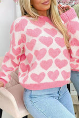 Strawberry Pink Love Heart Valentine Knit Sweater