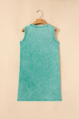 Beau Blue Mineral Wash Pocket Tank Mini Dress - Femstylo