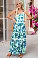 Multicolour Boho Floral Checkered Maxi Dress - Femstylo