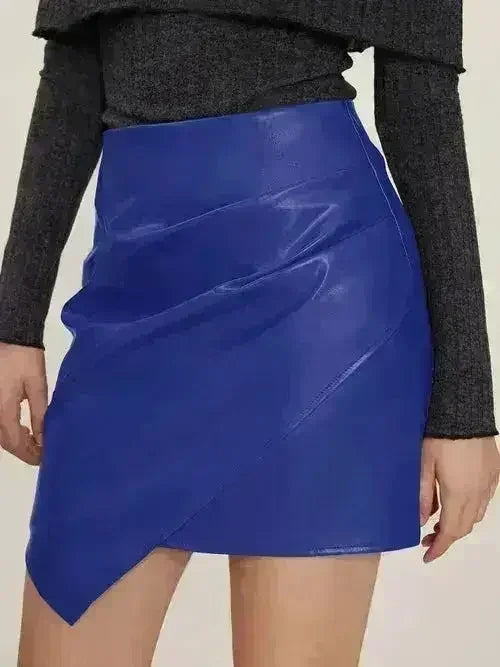 Ruched Mini Skirt with Zipper - Femstylo