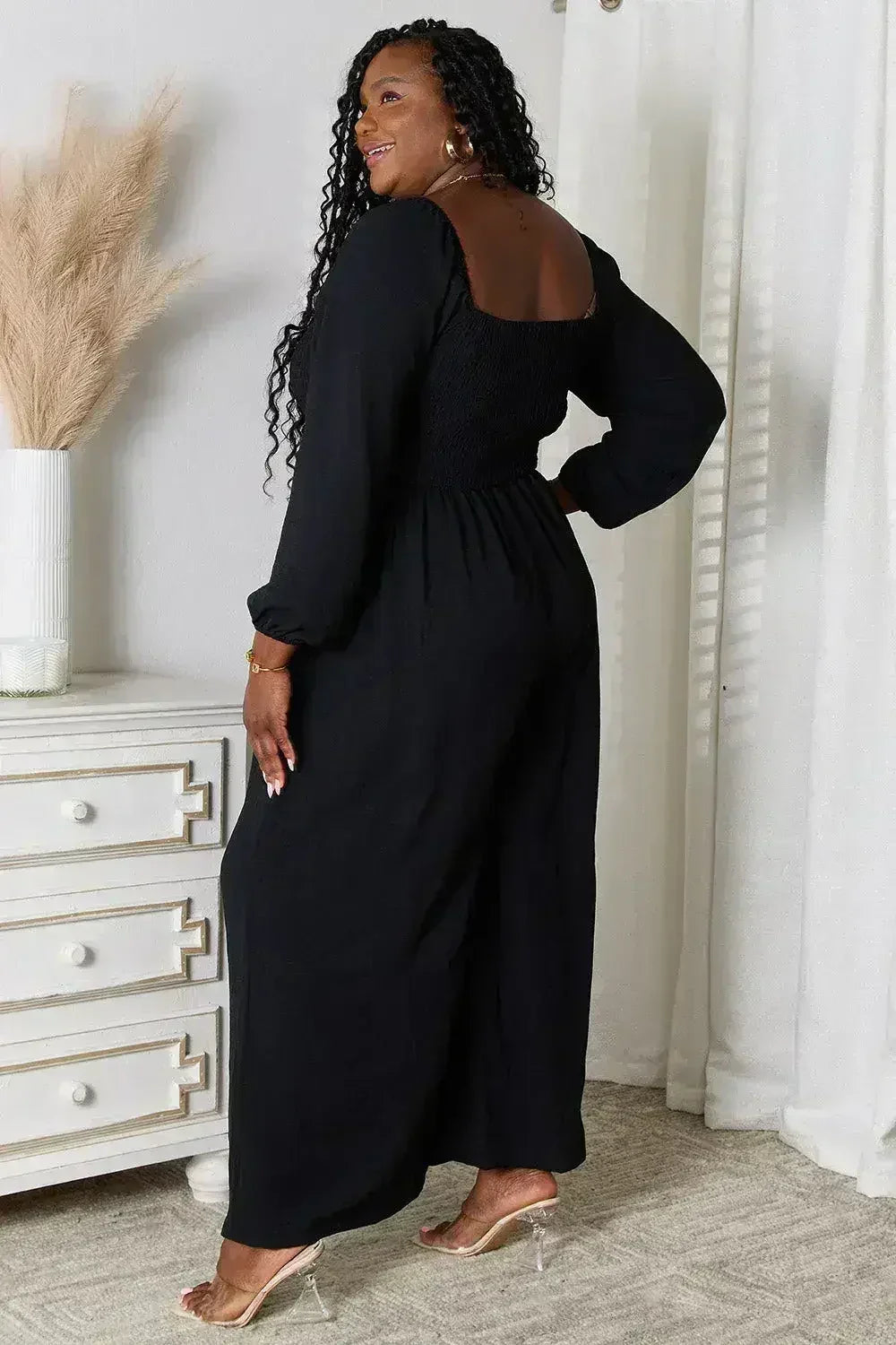 Double Take Square Neck Jumpsuit with Pockets - Femstylo