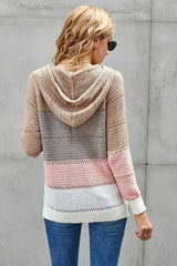 Casual Multicolor Beach Bonfire Knitted Hoodie - Femstylo