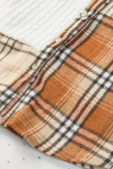 Plaid Color Block Patchwork Shirt Jacket with Pocket - Femstylo