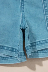 Beau Blue Drawstring Elastic Waist Denim Shorts - Femstylo