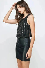 Sleeveless Textured Shift Dress – Modern Glamour - Femstylo