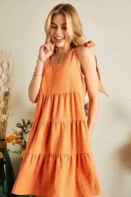 ADORA V-Neck Tie Shoulder Dress - Femstylo