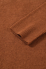 Chestnut Contrast Color V Neckline Knit Cardigan