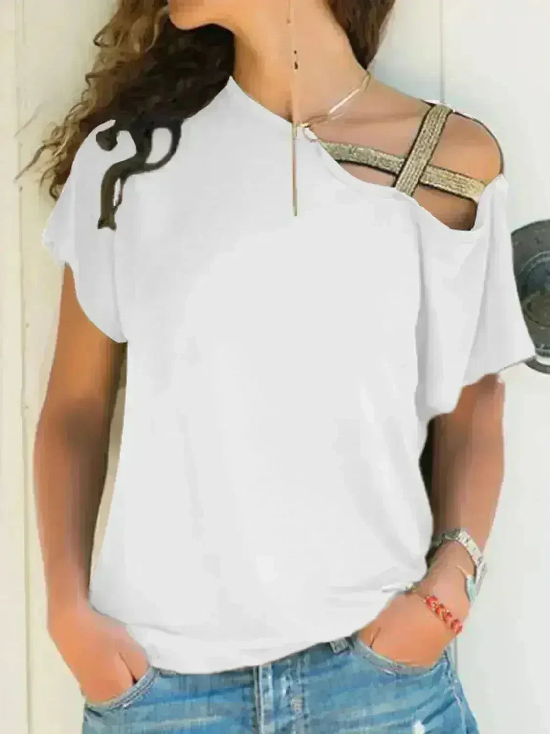 Asymmetrical Neck T-Shirt – Modern Basic with Edge - Femstylo