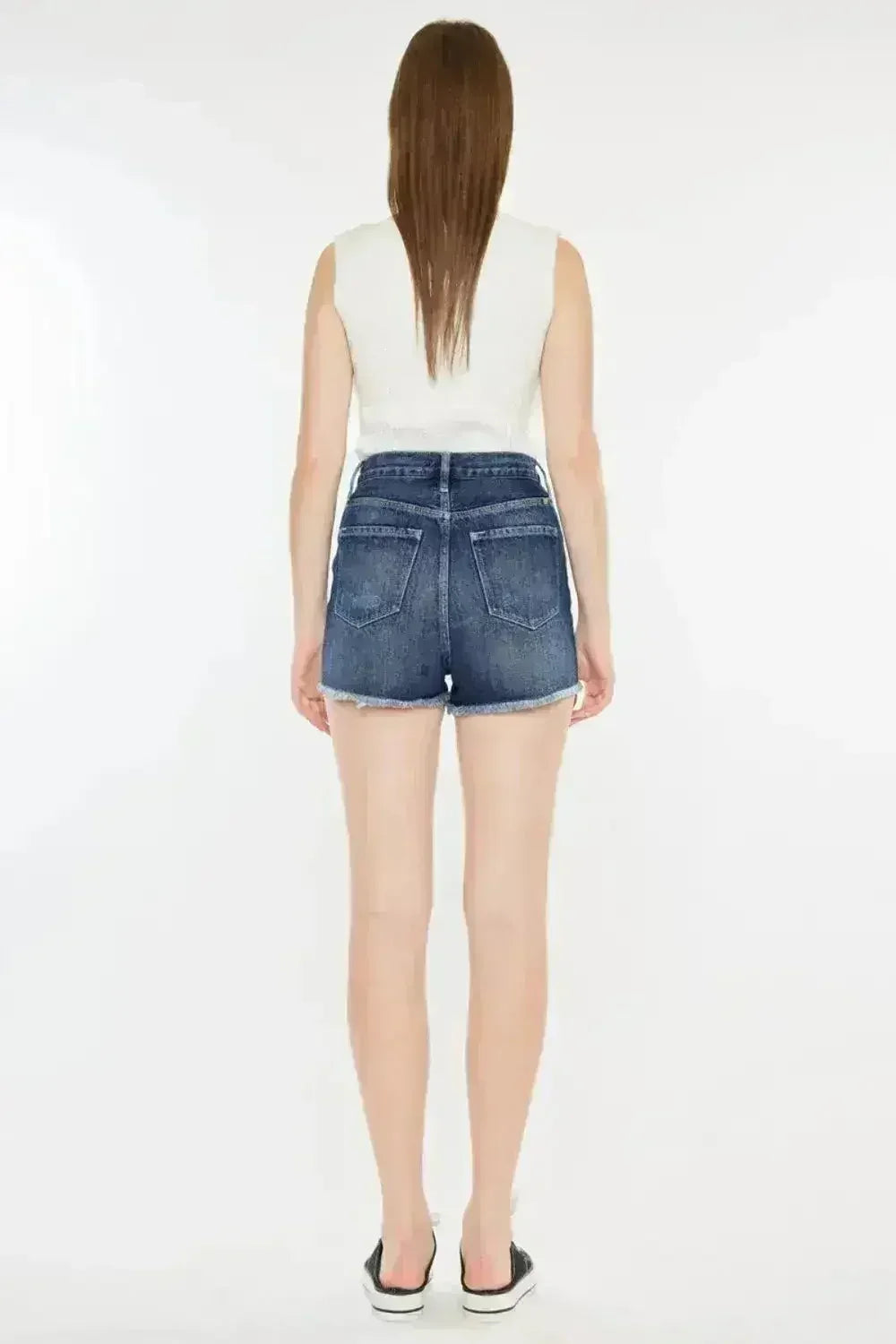 Kancan Raw Hem Button Fly Denim Shorts - Femstylo