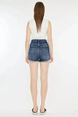 Kancan Raw Hem Button Fly Denim Shorts - Femstylo