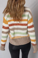 Multicolour Colorblock Drop Shoulder Crew Neck Sweater