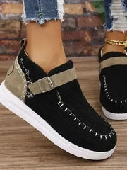 Contrast Round Toe Buckle Sneakers - Femstylo