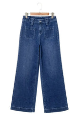 Sail Blue Wide Leg Pocketed High Waist Jeans - Femstylo