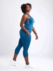 High-Waisted Pilates Leggings with Side Pockets & Mesh Panels - Femstylo