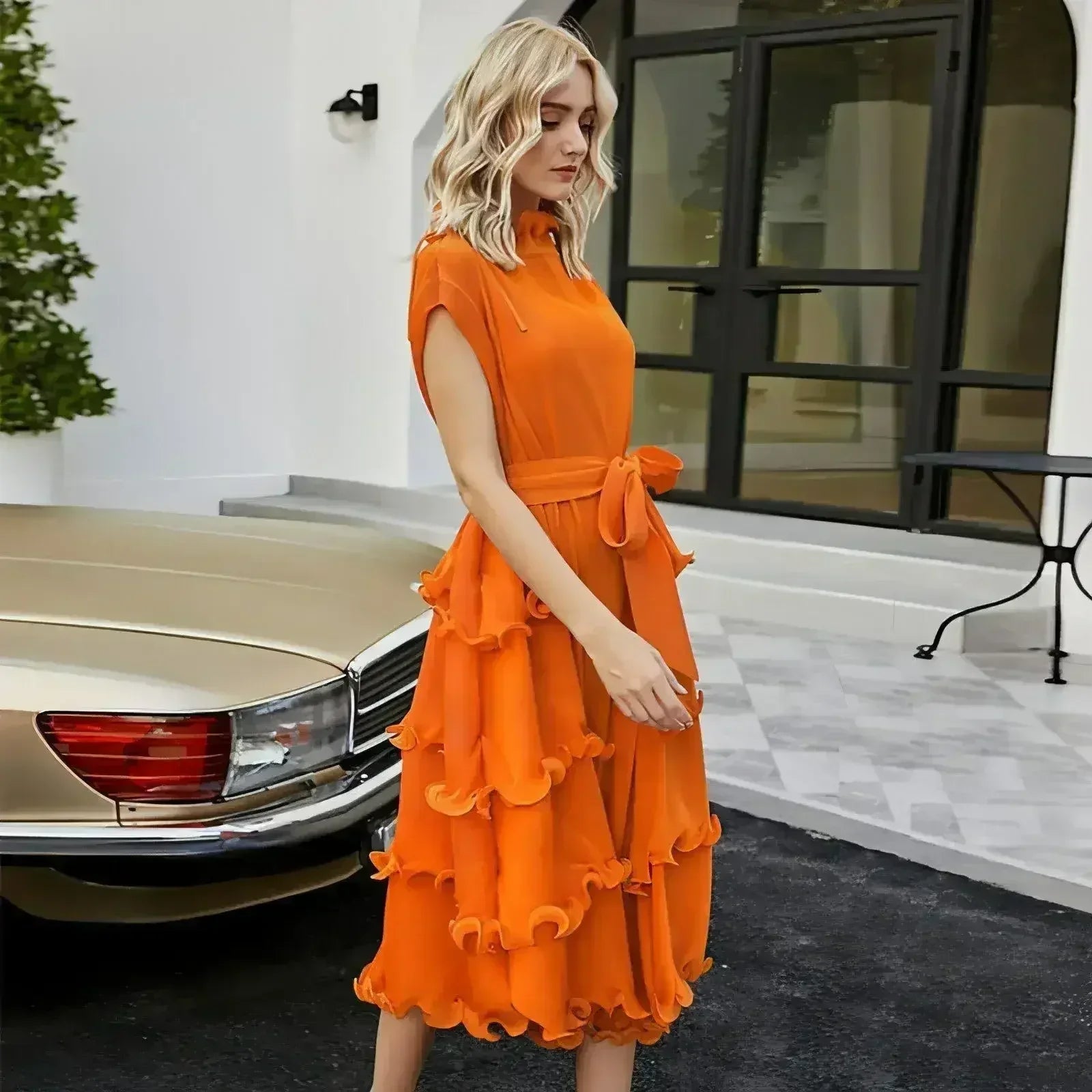 A1. Autumn Short Sleeve Pleated Design Affordable Luxury Fashion - Femstylo