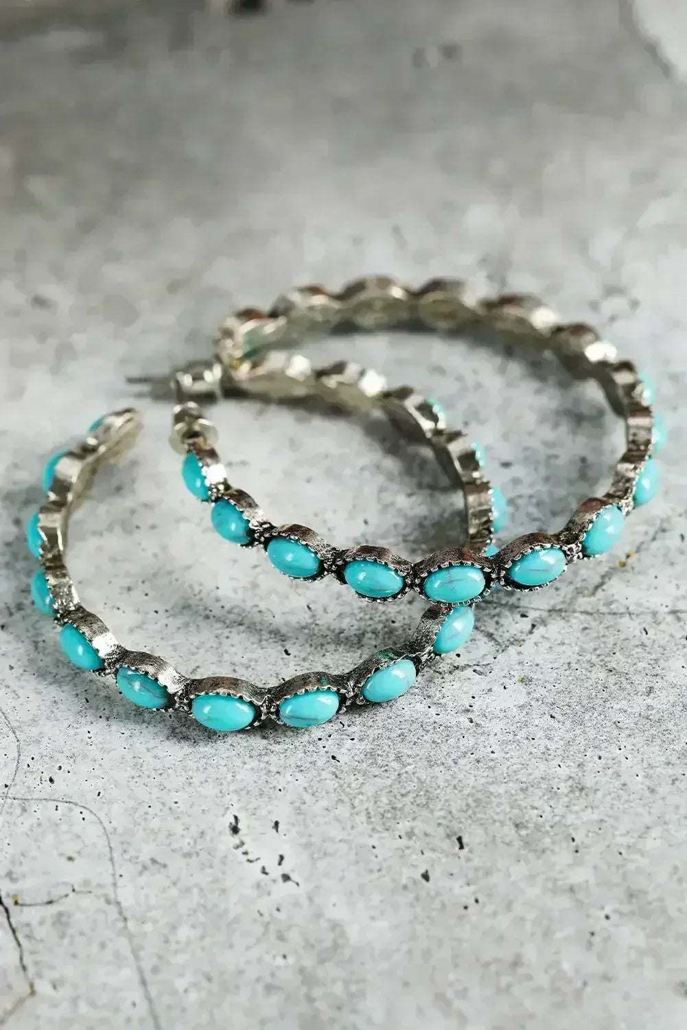 Bonbon Turquoise Big Circle C Shaped Earrings - Femstylo