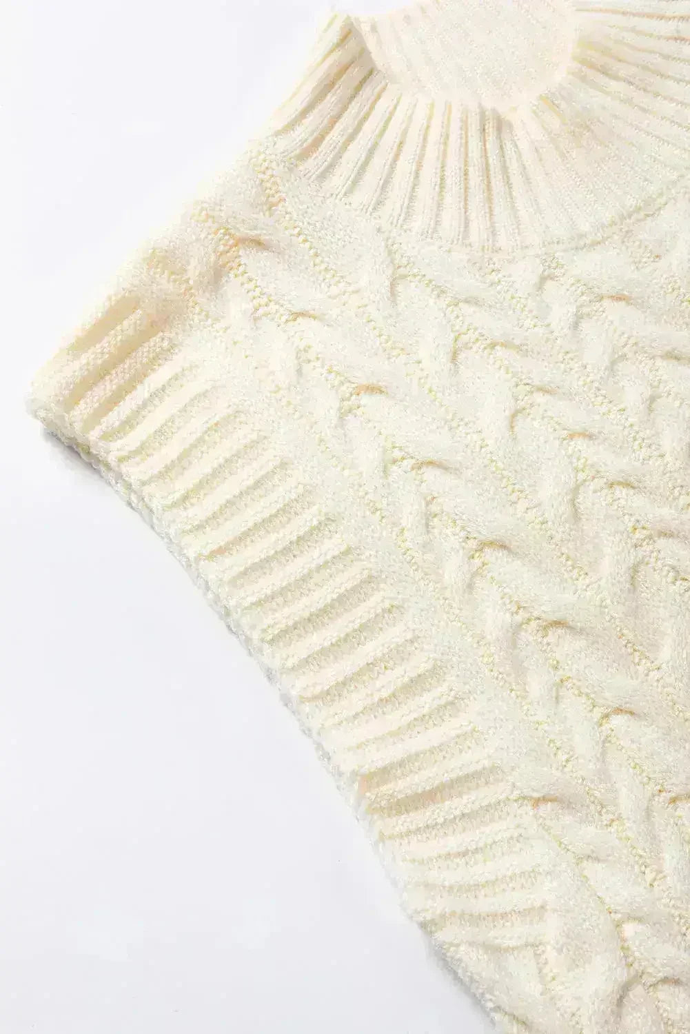 Cable Knit Sweater Vest – High Neck & Textured Oatmeal - Femstylo