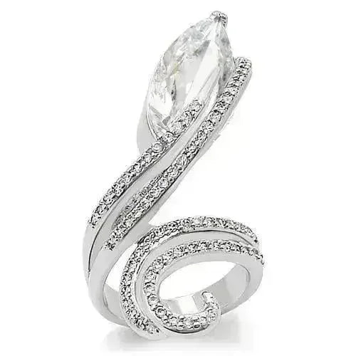 0W253 - Rhodium Brass Ring with AAA Grade CZ in Clear - Femstylo