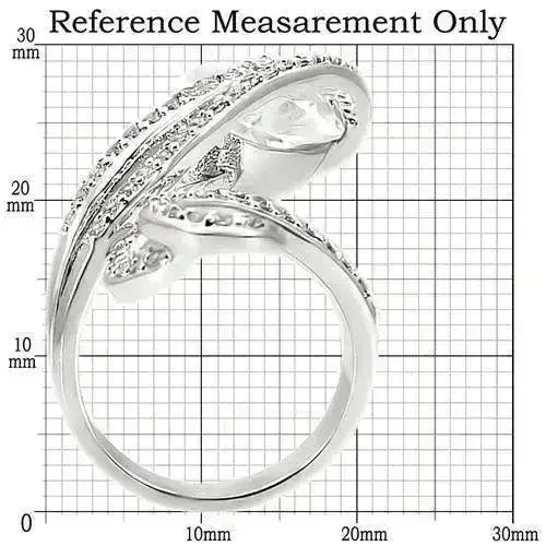 0W253 - Rhodium Brass Ring with AAA Grade CZ in Clear - Femstylo