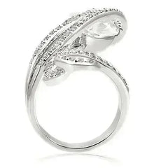 0W253 - Rhodium Brass Ring with AAA Grade CZ in Clear - Femstylo