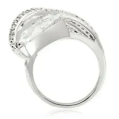 0W253 - Rhodium Brass Ring with AAA Grade CZ in Clear - Femstylo