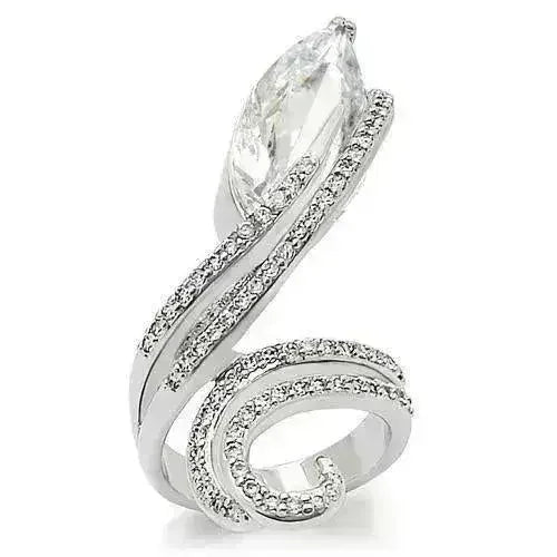0W253 - Rhodium Brass Ring with AAA Grade CZ in Clear - Femstylo