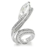 0W253 - Rhodium Brass Ring with AAA Grade CZ in Clear - Femstylo