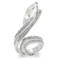 0W253 - Rhodium Brass Ring with AAA Grade CZ in Clear - Femstylo