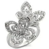 0W336 - Rhodium Brass Ring with AAA Grade CZ in Clear - Femstylo